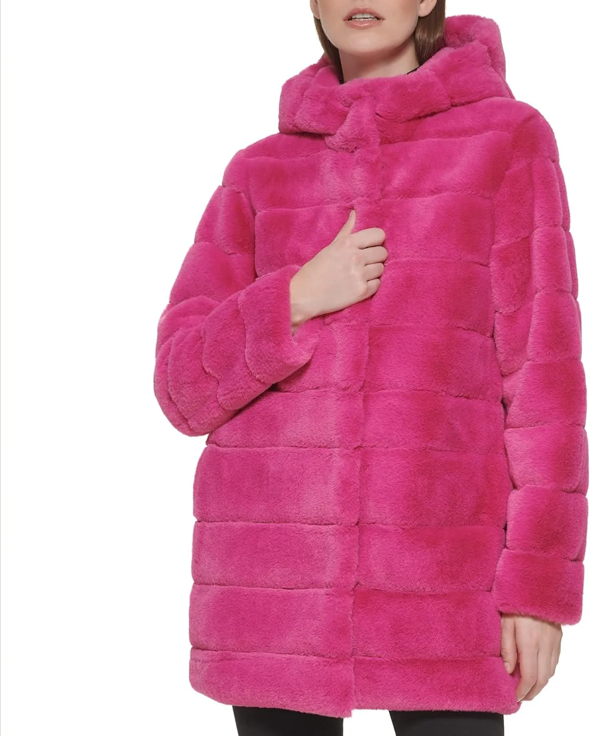 Kenneth Cole Women's Classic Mink Style Faux Fur Coat