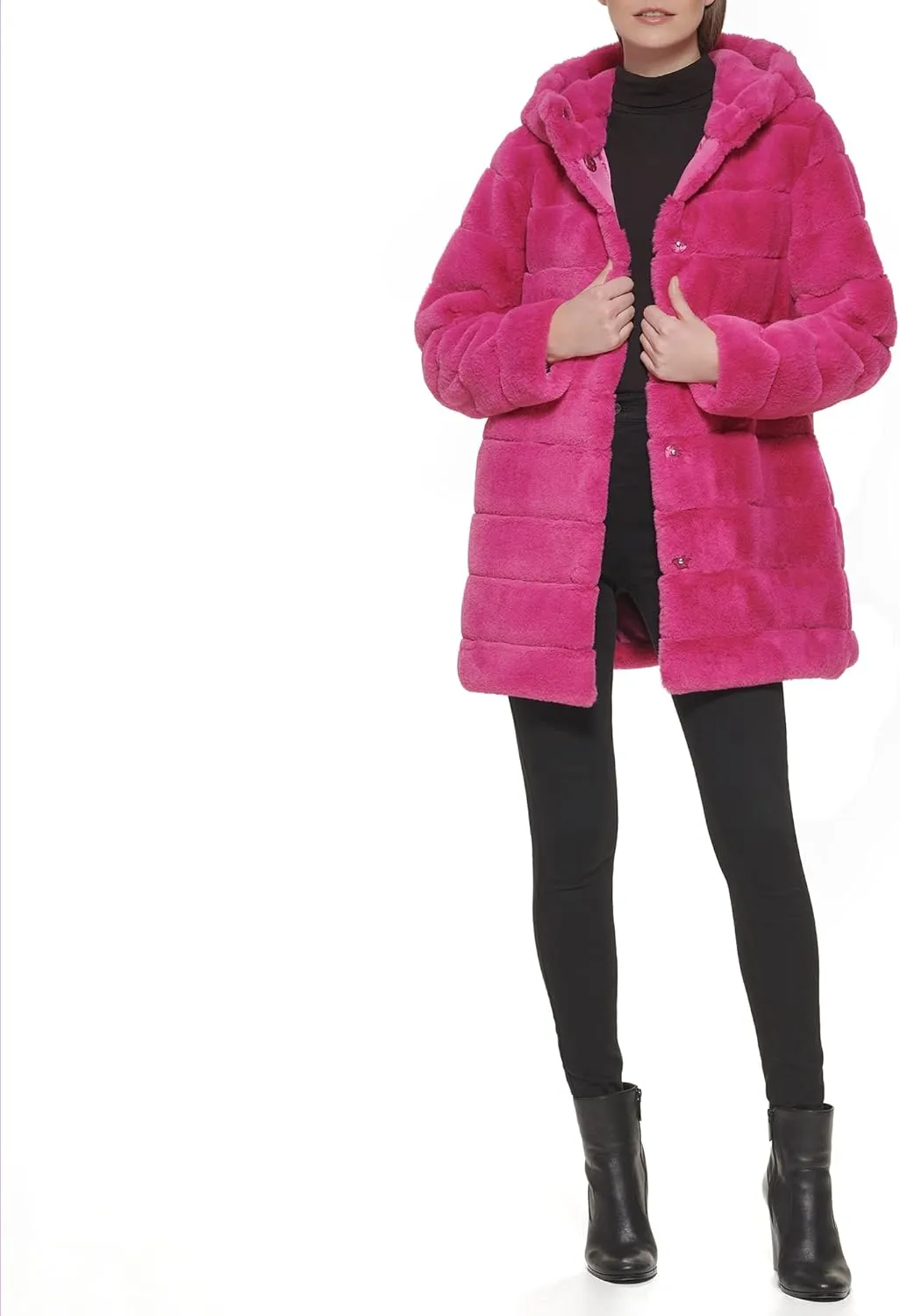 Kenneth Cole Women's Classic Mink Style Faux Fur Coat