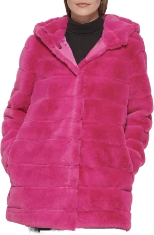 Kenneth Cole Women's Classic Mink Style Faux Fur Coat