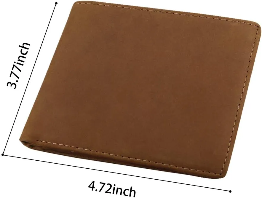 Kenon Personalized Leather Wallet For Dad，Engraved RFID Blocking Bifold Stylish Brown Wallet For Dad Father's day Birthday Christmas Gifts