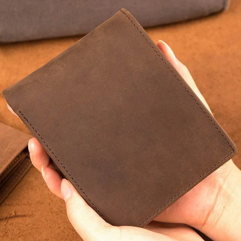 Kenon Personalized Leather Wallet For Dad，Engraved RFID Blocking Bifold Stylish Brown Wallet For Dad Father's day Birthday Christmas Gifts