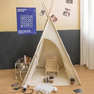 Kids Teepee Tent for Kids with Lights, Natural Cotton Canvas Toddler - Washable Foldable House Teepee for Indoor and Outdoor Play Tent for Girls & Boys