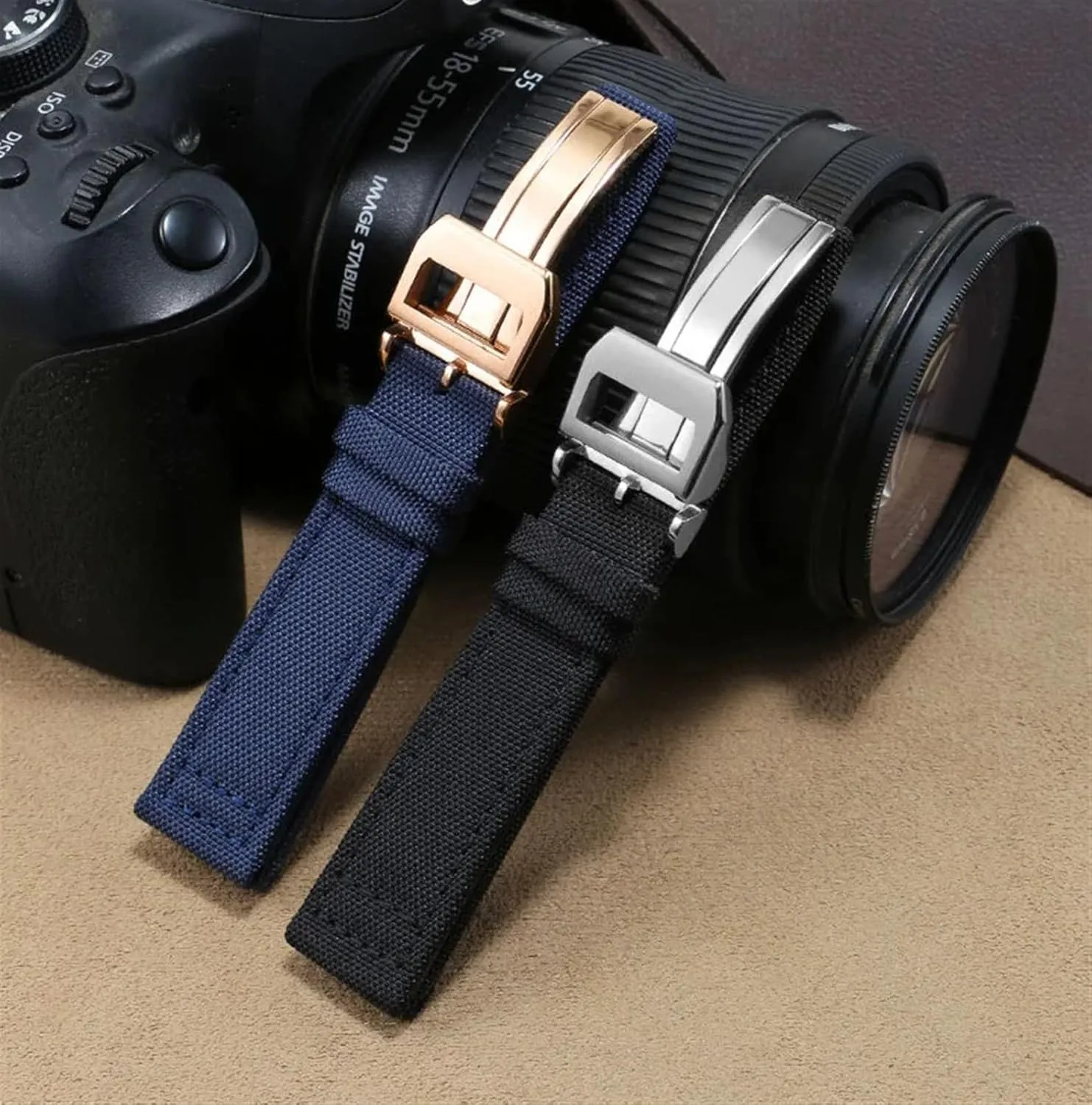KLVN 20mm 21mm 22mm Nylon Canvas Watchband for IWC PILOT Portugal PORTOFINO Fabric Watch Strap Folding Buckle Cowhide Leather Belt