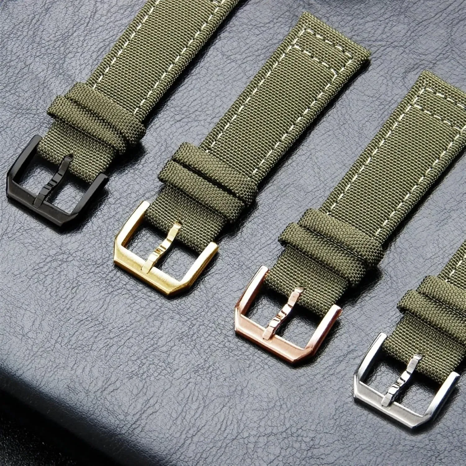 KLVN 20mm 21mm 22mm Nylon Canvas Watchband for IWC PILOT Portugal PORTOFINO Fabric Watch Strap Folding Buckle Cowhide Leather Belt