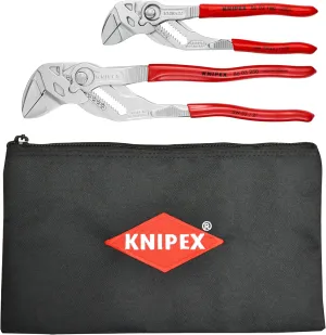 KNIPEX 2 Pc Pliers Wrench Set w/ Keeper Pouch, Red
