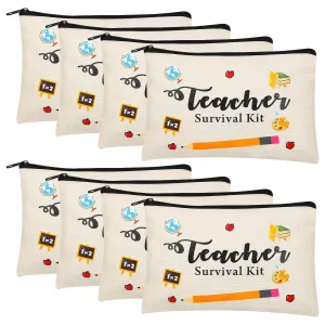 Kolewo4ever 8 Pieces Teacher Appreciation Gifts in Bulk Teacher Gift for Women Teachers Makeup Pouch Cosmetic Bag for Teachers Gifts