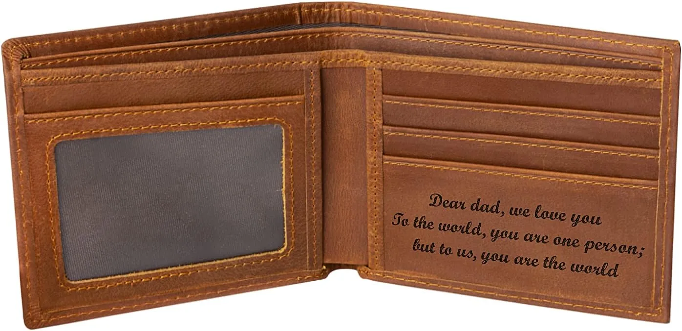 kullder Custom Wallet for Dad Engraved Mens Wallets Father Leather Personalized Gifts for Dad from Daughter Wallet to Dad from Son Fathers Day Gift Birthday Christmas for Daddy