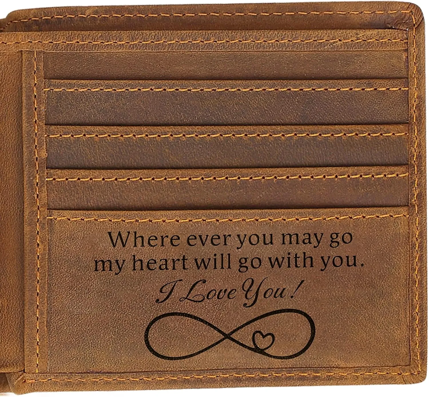 kullder Engraved Wallets for Men Leather Wallet Mens Personalized Gifts for Husband from Wife Custom Wallet Rfid for Man Love Boyfriend Gift Birthday Anniversary Christmas gift for Him
