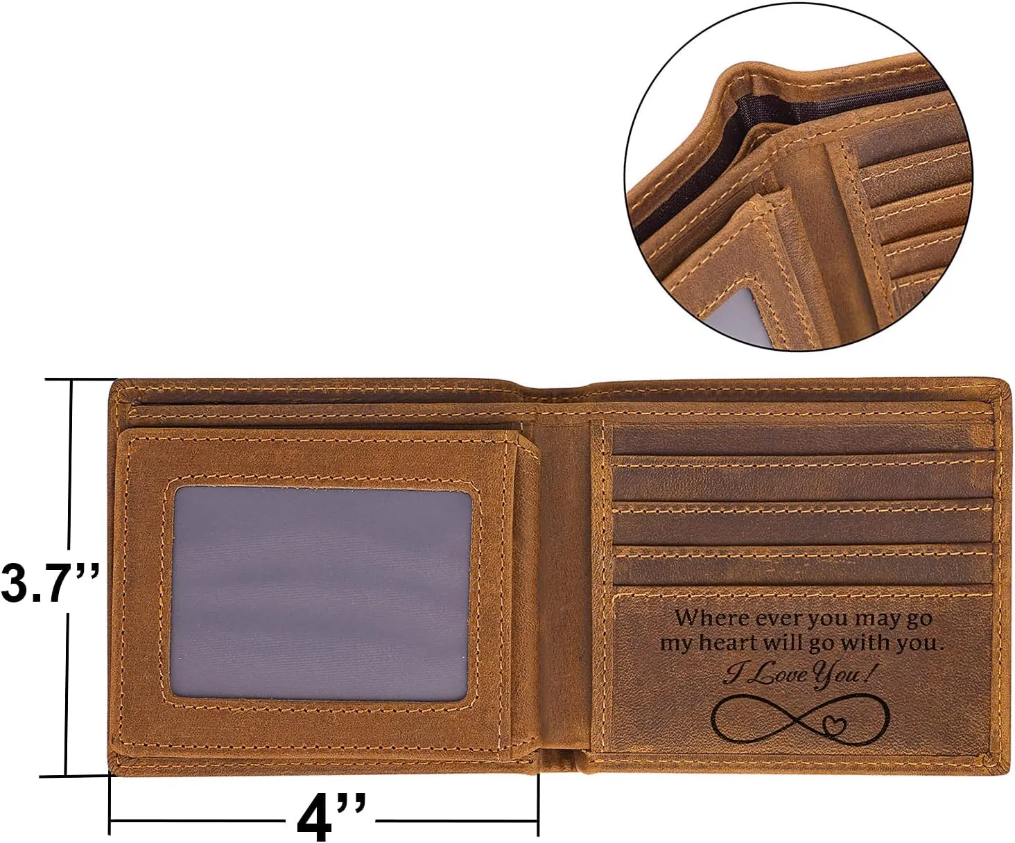 kullder Engraved Wallets for Men Leather Wallet Mens Personalized Gifts for Husband from Wife Custom Wallet Rfid for Man Love Boyfriend Gift Birthday Anniversary Christmas gift for Him