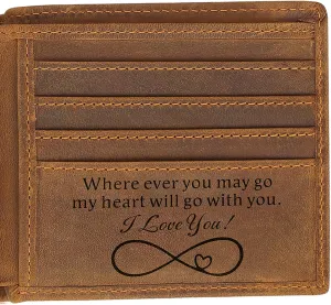 kullder Engraved Wallets for Men Leather Wallet Mens Personalized Gifts for Husband from Wife Custom Wallet Rfid for Man Love Boyfriend Gift Birthday Anniversary Christmas gift for Him