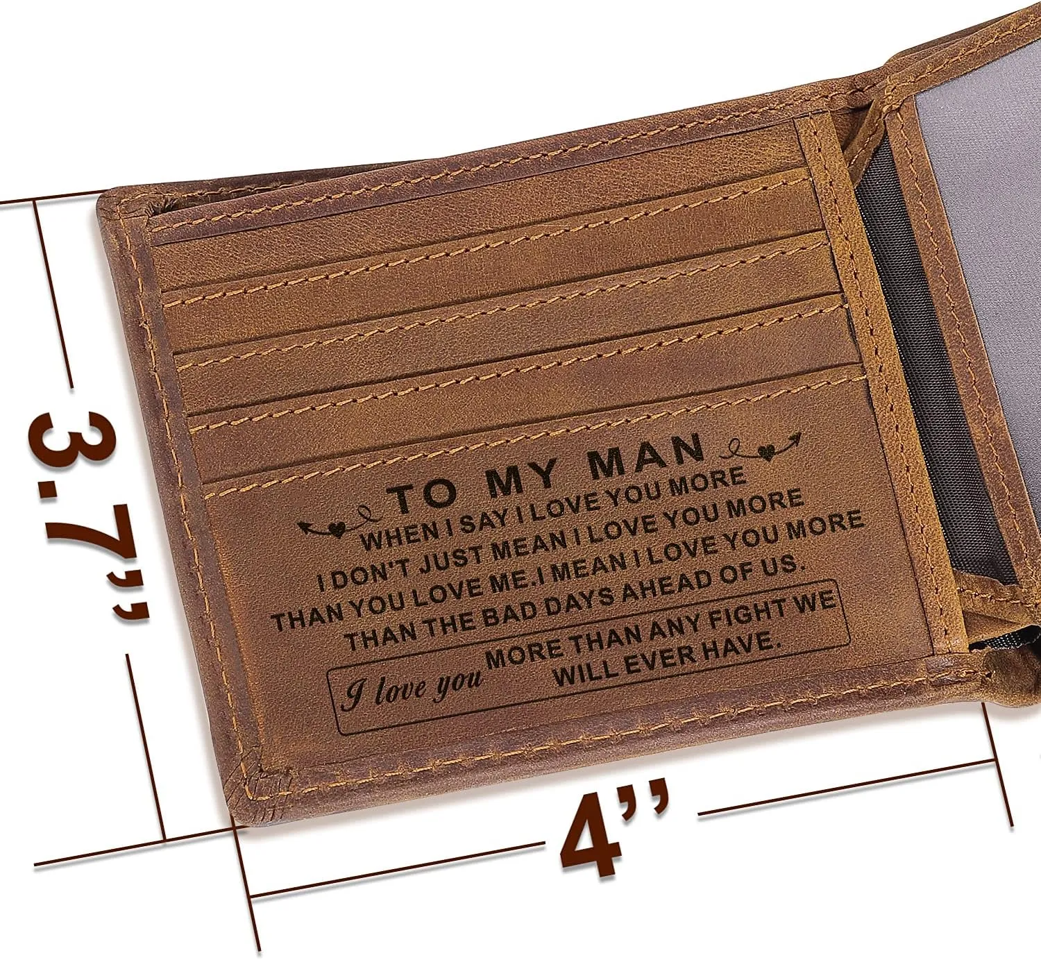 kullder Mens Wallet Engraved Leather Wallets Personalized Mens Gifts for Husband from Wife Custom Wallet for Man Boyfriend Fiance Anniversary Christmas gift for Him