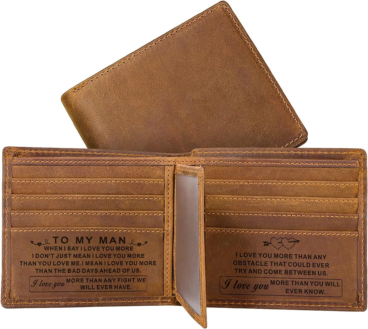 kullder Mens Wallet Engraved Leather Wallets Personalized Mens Gifts for Husband from Wife Custom Wallet for Man Boyfriend Fiance Anniversary Christmas gift for Him