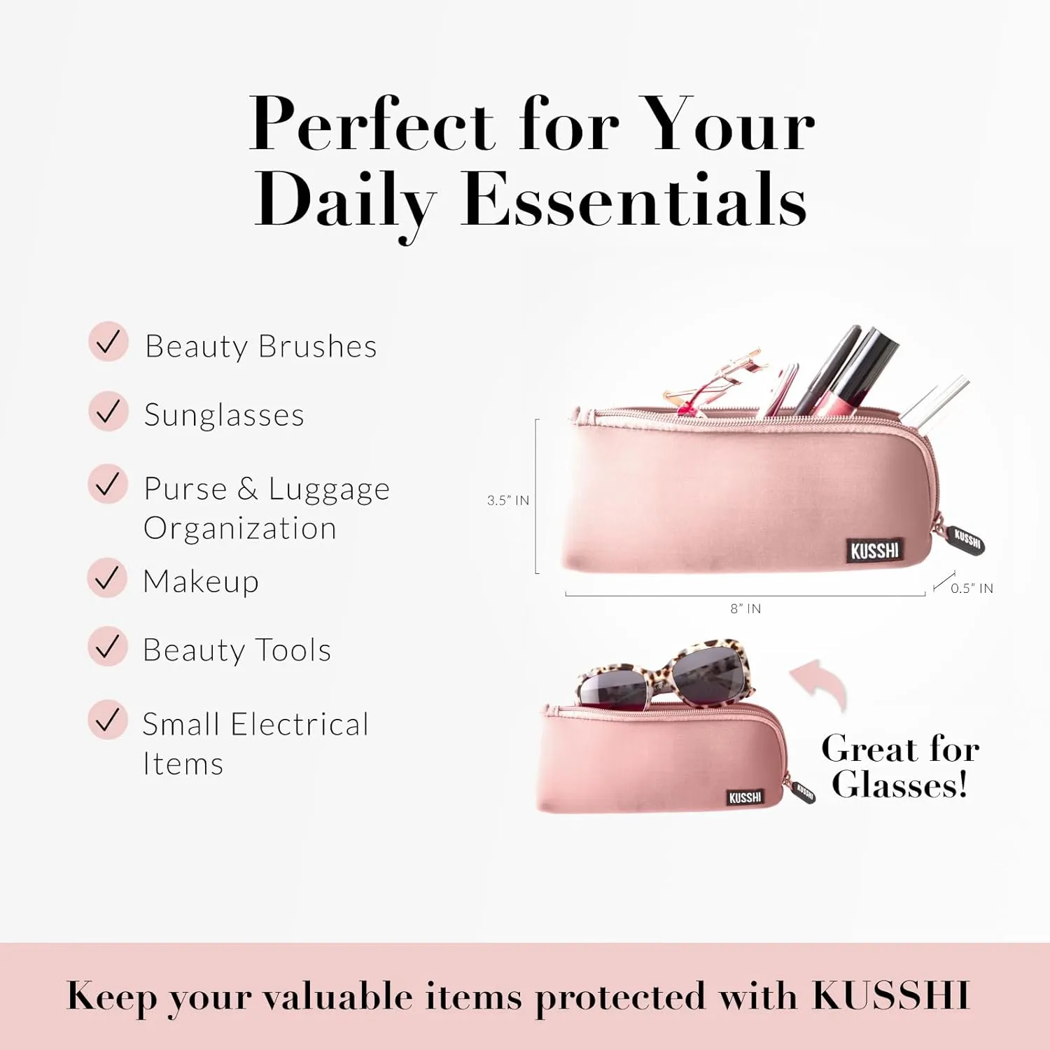KUSSHI Neoprene Pencil Case (Blush Pink)