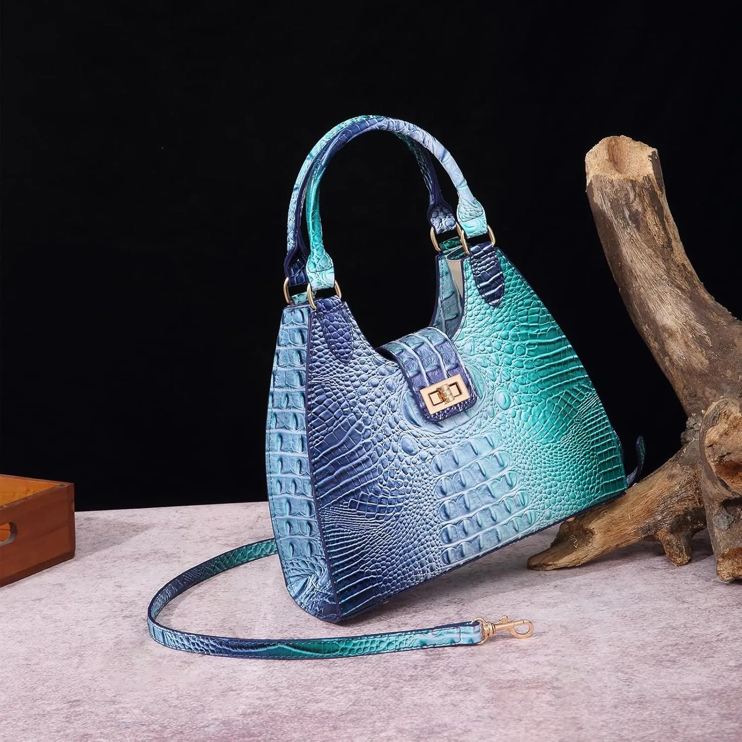 Ladies Tote Leather Bags for Women Crocodile Embossed Zipper Satchel Purse Classy Compartments Crossbody bag