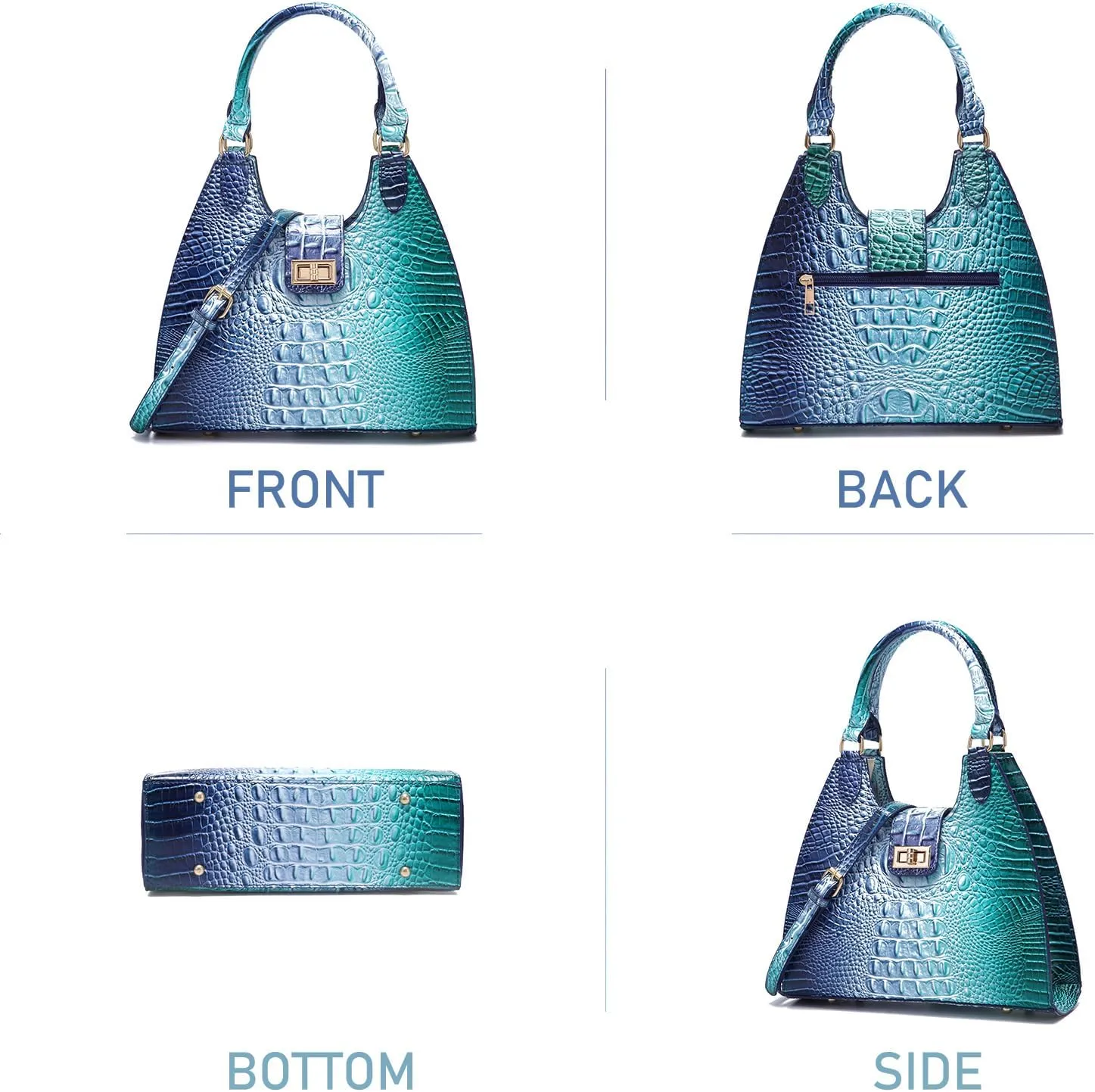 Ladies Tote Leather Bags for Women Crocodile Embossed Zipper Satchel Purse Classy Compartments Crossbody bag