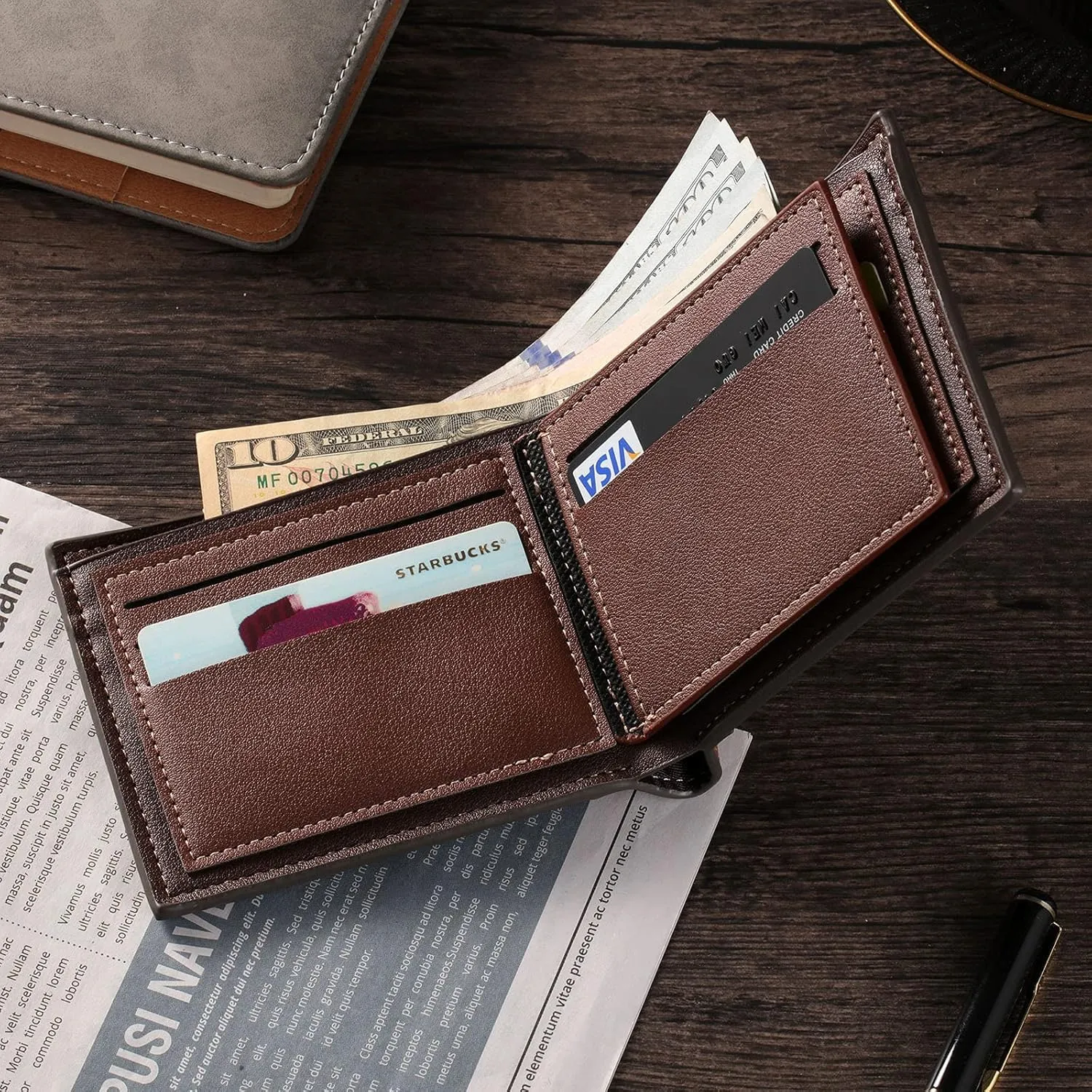 lagofit Gifts for Dad Personalized Custom Photo Wallets for Men Engraved Picture & Initial Name Wallets for Men Casual Bifold Wallet Gifts for Boyfriend, Fathers (Style 5)