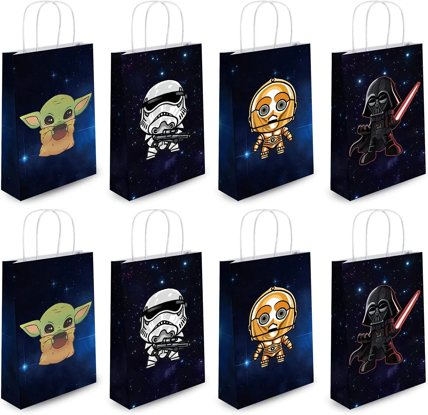 LAGREME Mandalorian baby Yoda Theme Birthday Party Decorations Gift Bags for Yoda Goodie Bags Party Supplies, 16 Count (Pack of 1)