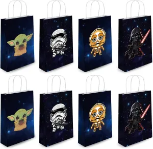 LAGREME Mandalorian baby Yoda Theme Birthday Party Decorations Gift Bags for Yoda Goodie Bags Party Supplies, 16 Count (Pack of 1)