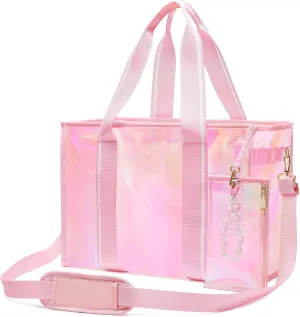 Large Beach Tote Bags for Women, 26L Iridescent Clear Tote Bag, Waterproof Tip-Proof Tote Bag for Beach, Gym