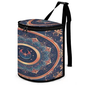 Large Car Trash Can Bag, Circular Floral Fragments Print Versatile Trash Pouch Stylish Polyester with Leak‑Proof Liner & Zipper – Heavy‑Duty Handle