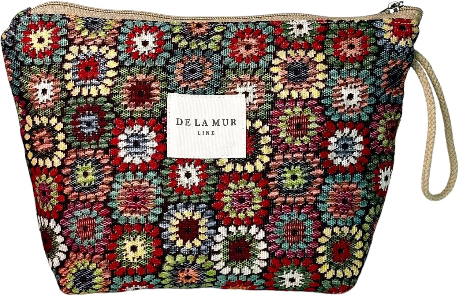 Large Floral Travel Makeup Bag for Women – Spacious Cosmetic & Toiletry Organizer – Durable Travel Size Skincare Pouch – Travel Essentials for Women – Made in Barcelona, Spain