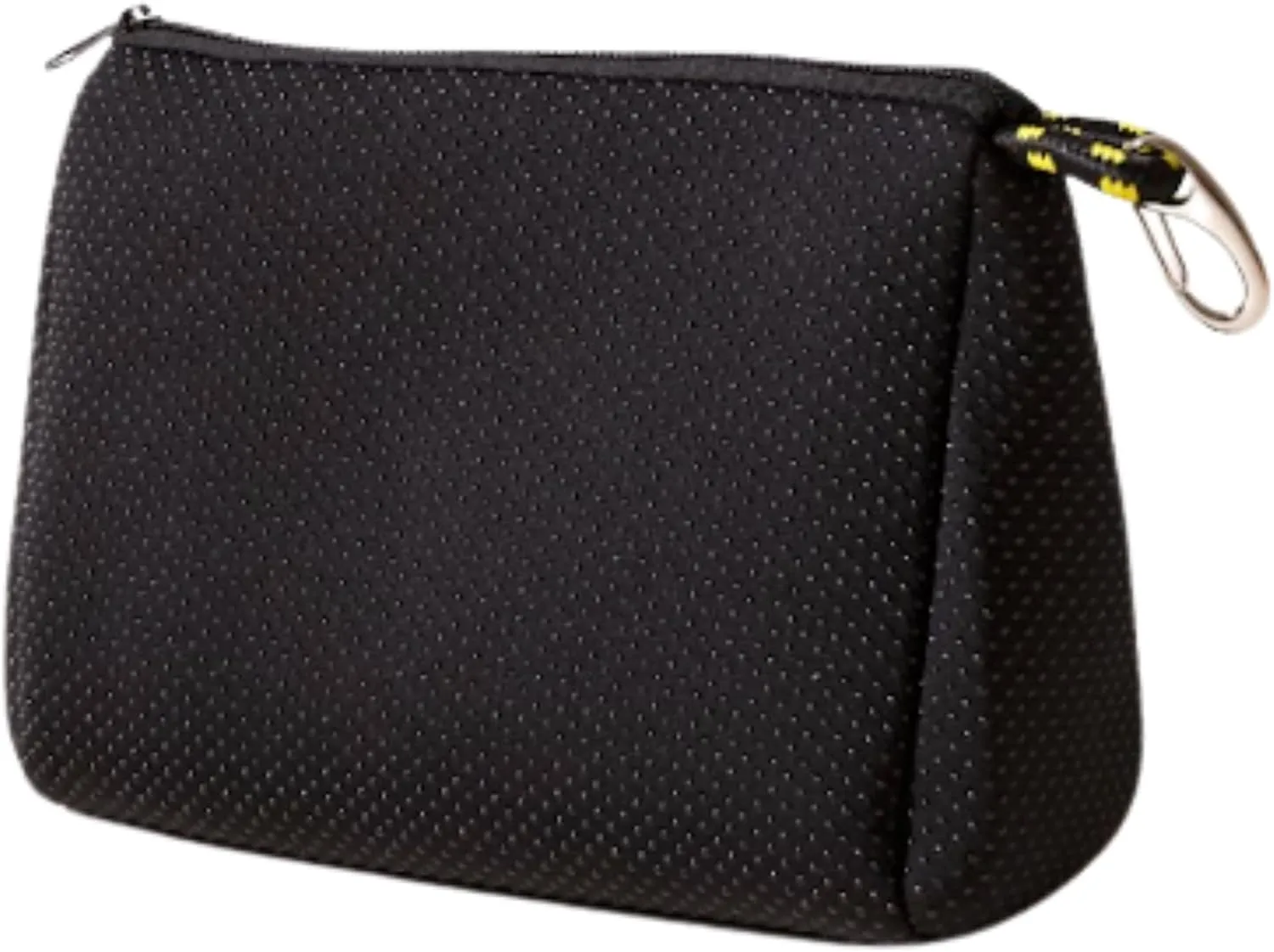 Large Makeup Bag with Zipper, Black - Waterproof Neoprene Cosmetic Bag 7.7 x 10.75 x 5 inches