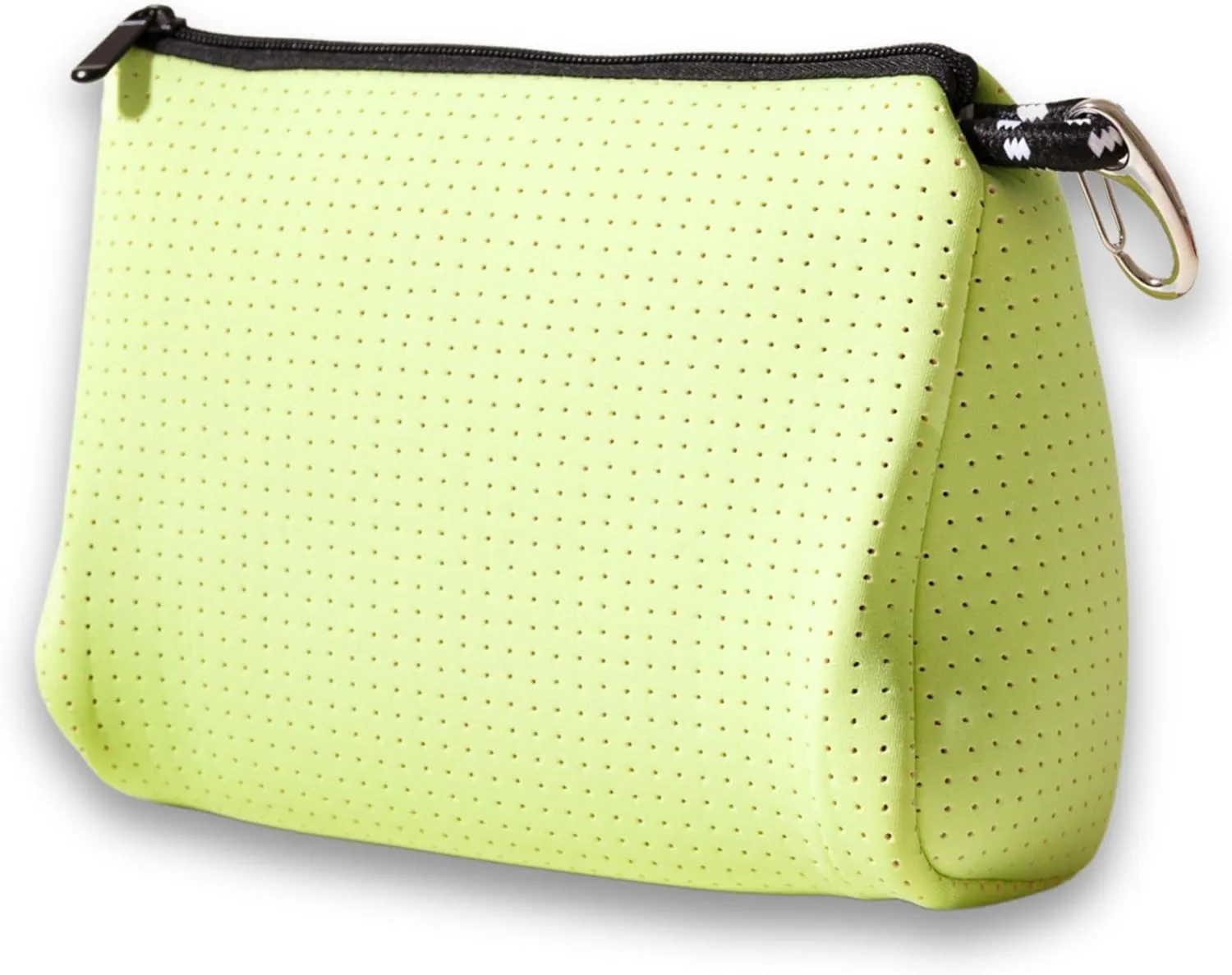 Large Makeup Bag with Zipper, Neon Green - Waterproof Neoprene Cosmetic Bag 7.7 x 10.75 x 5 inches