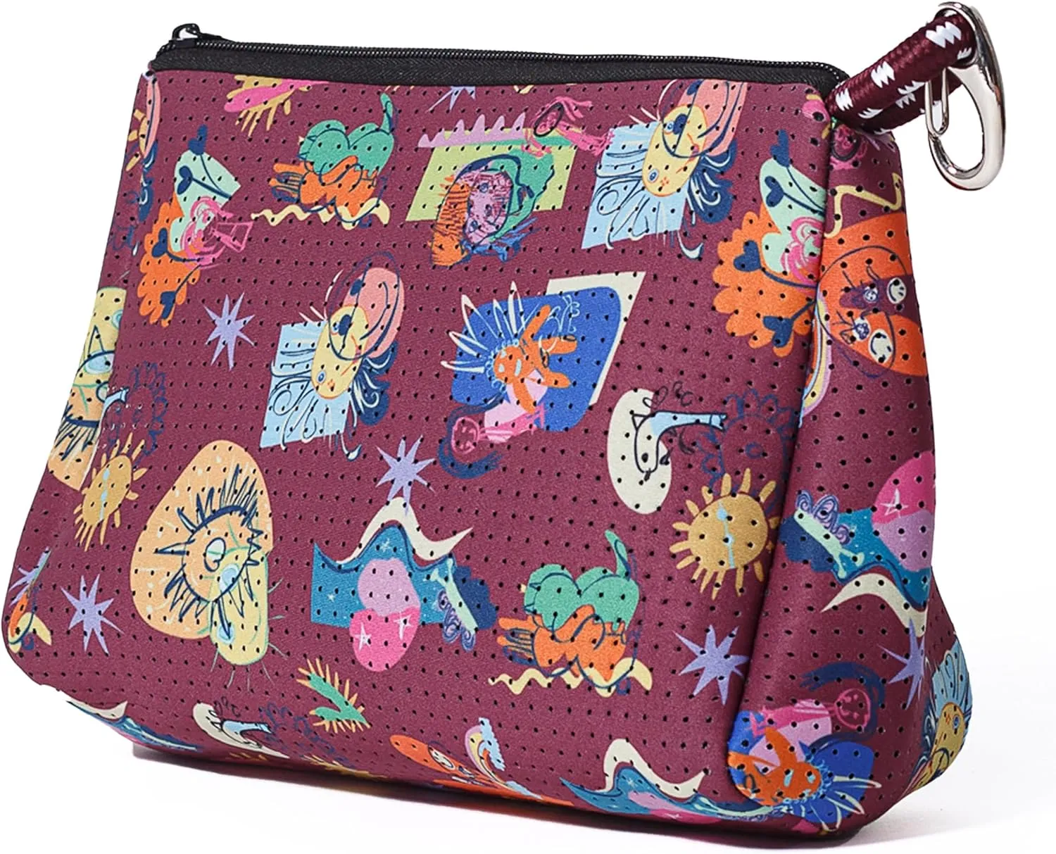 Large Makeup Bag with Zipper - Waterproof Neoprene Cosmetic Bag 7.7 x 10.75 x 5 inches