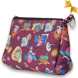 Large Makeup Bag with Zipper - Waterproof Neoprene Cosmetic Bag 7.7 x 10.75 x 5 inches