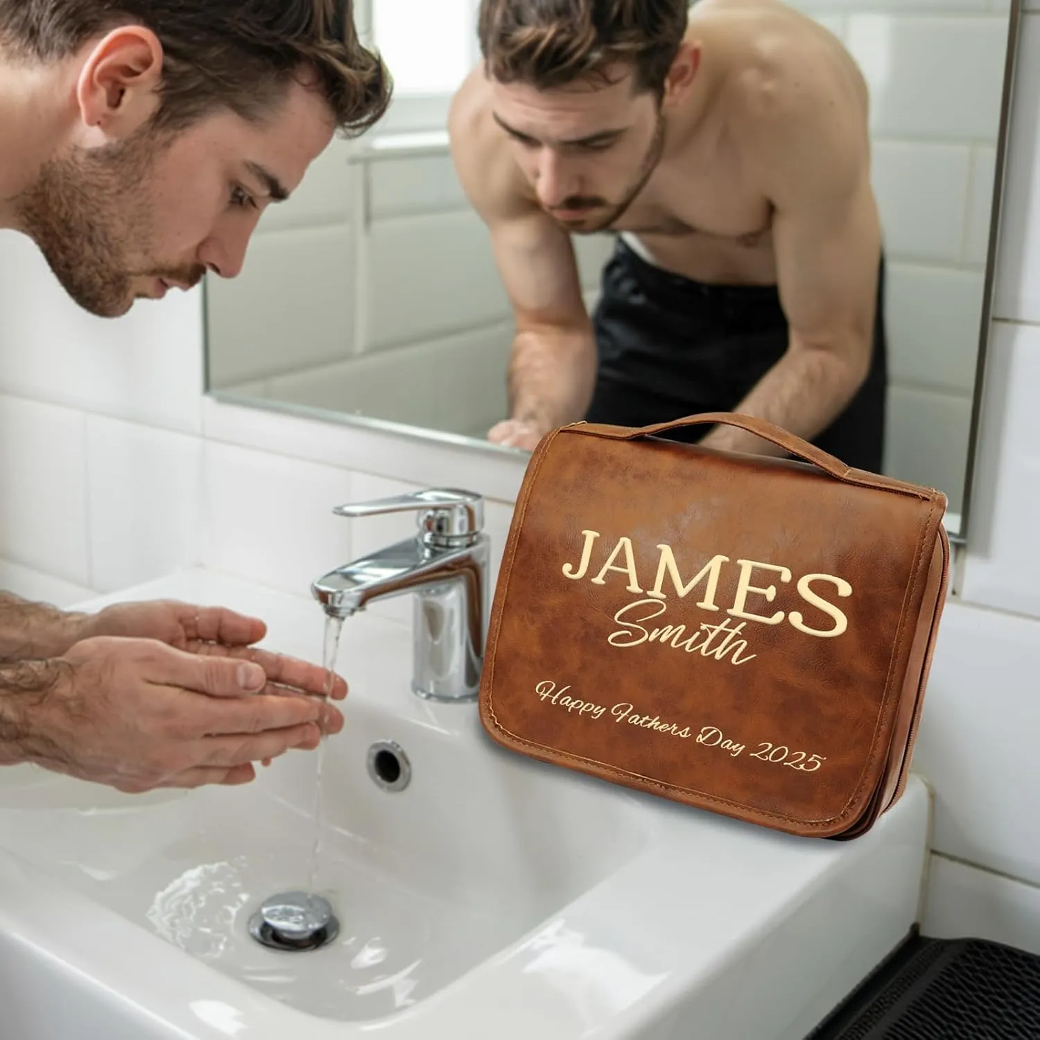 Large Personalized Toiletry Bag for Men 3 in 1, Gifts for Birthday Anniversary Wedding, Customized Gifts for Him Boyfriend Husband Dad Father Grandpa Traveler Friend, Father's Day Christmas Gifts