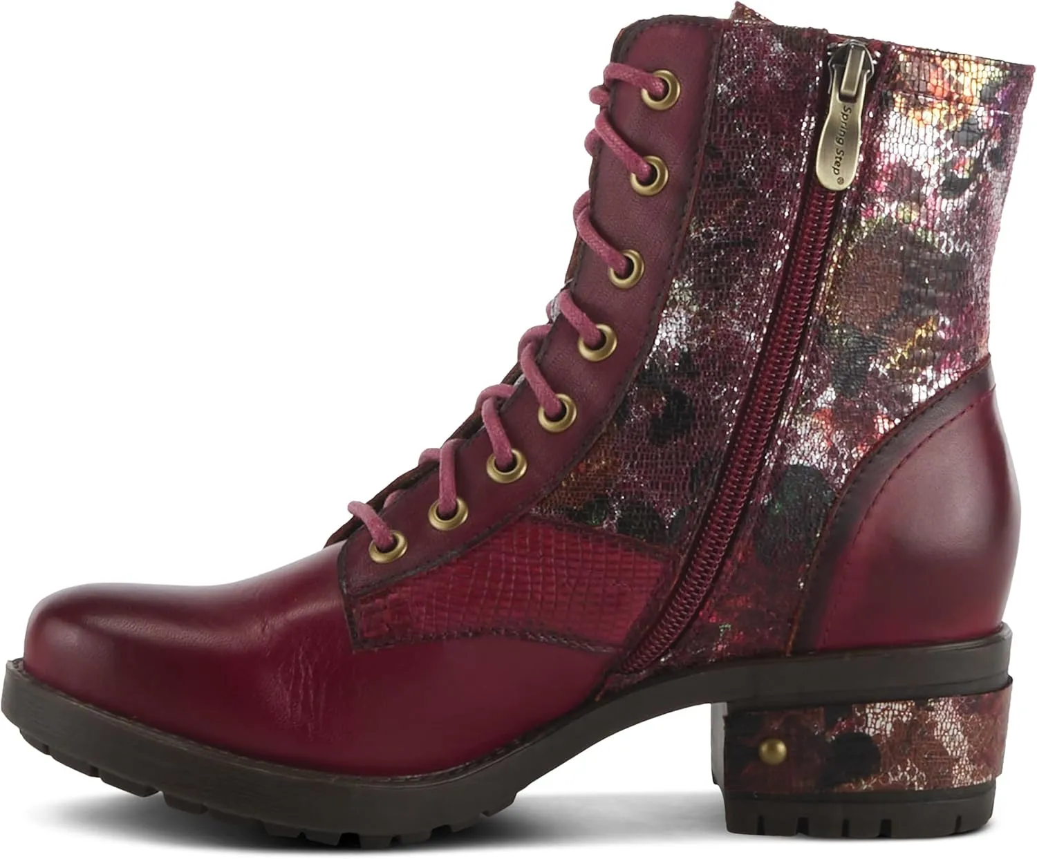 L'Artiste by Spring Step Marty Met Hand Painted Metallic Floral Ankle Boots for Women | Shoes for Women with Arch Support and Flexible Sole