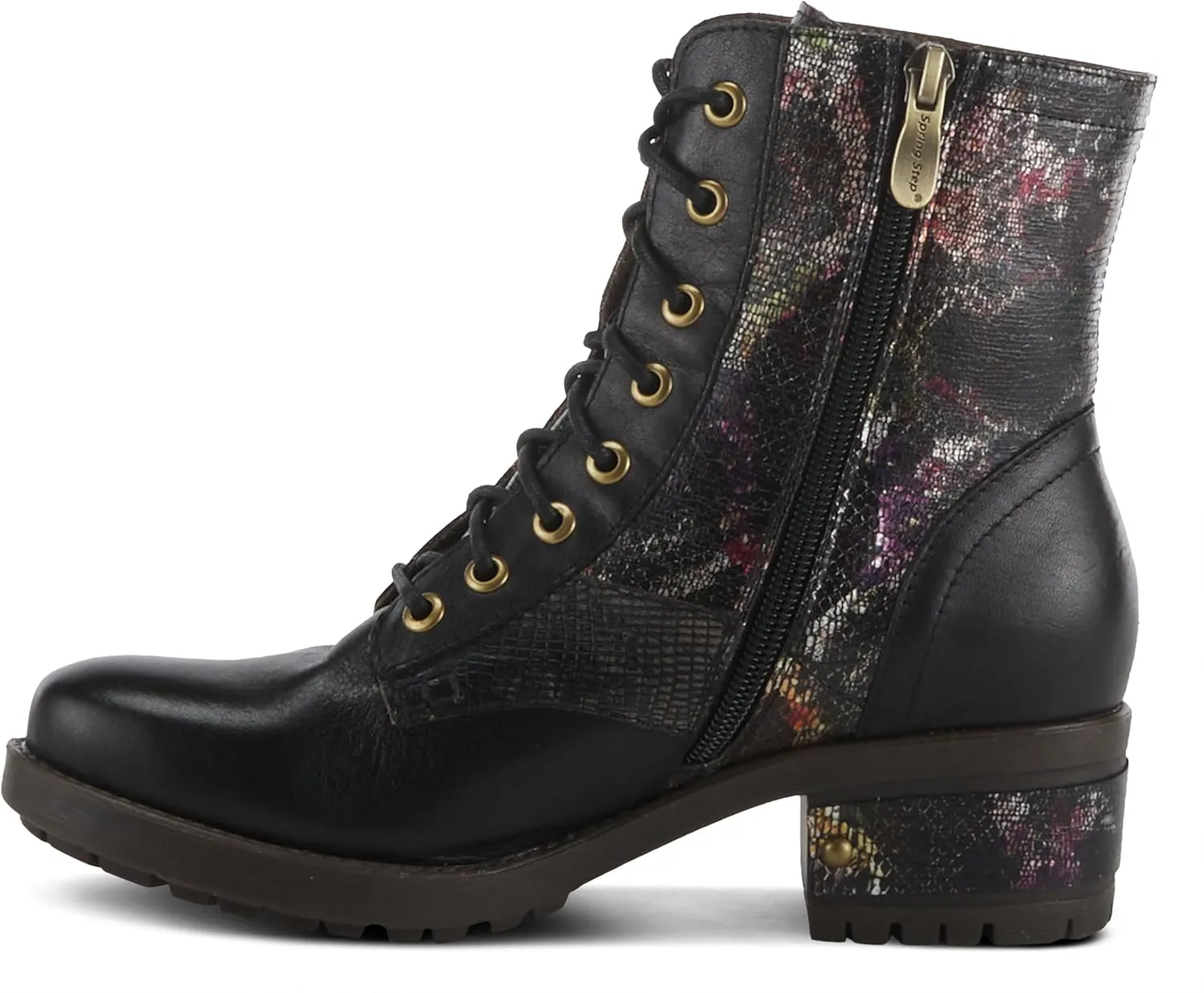 L'Artiste by Spring Step Marty Met Hand Painted Metallic Floral Ankle Boots for Women | Shoes for Women with Arch Support and Flexible Sole