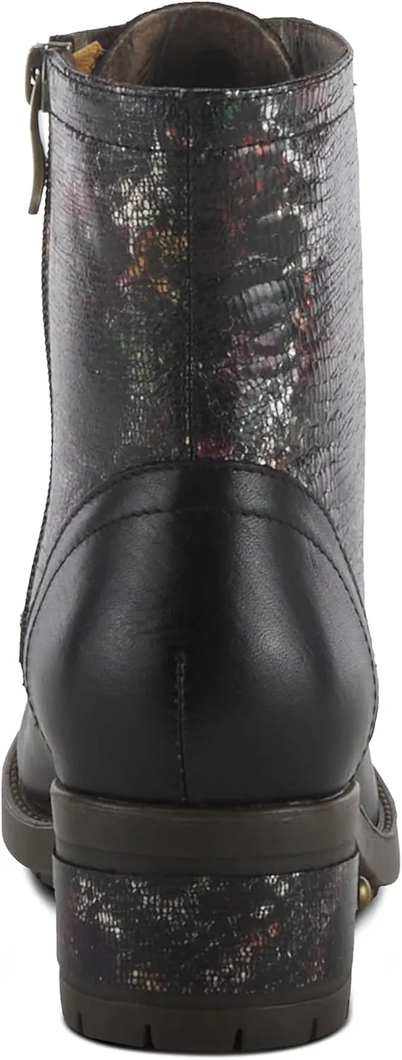 L'Artiste by Spring Step Marty Met Hand Painted Metallic Floral Ankle Boots for Women | Shoes for Women with Arch Support and Flexible Sole