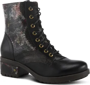 L'Artiste by Spring Step Marty Met Hand Painted Metallic Floral Ankle Boots for Women | Shoes for Women with Arch Support and Flexible Sole