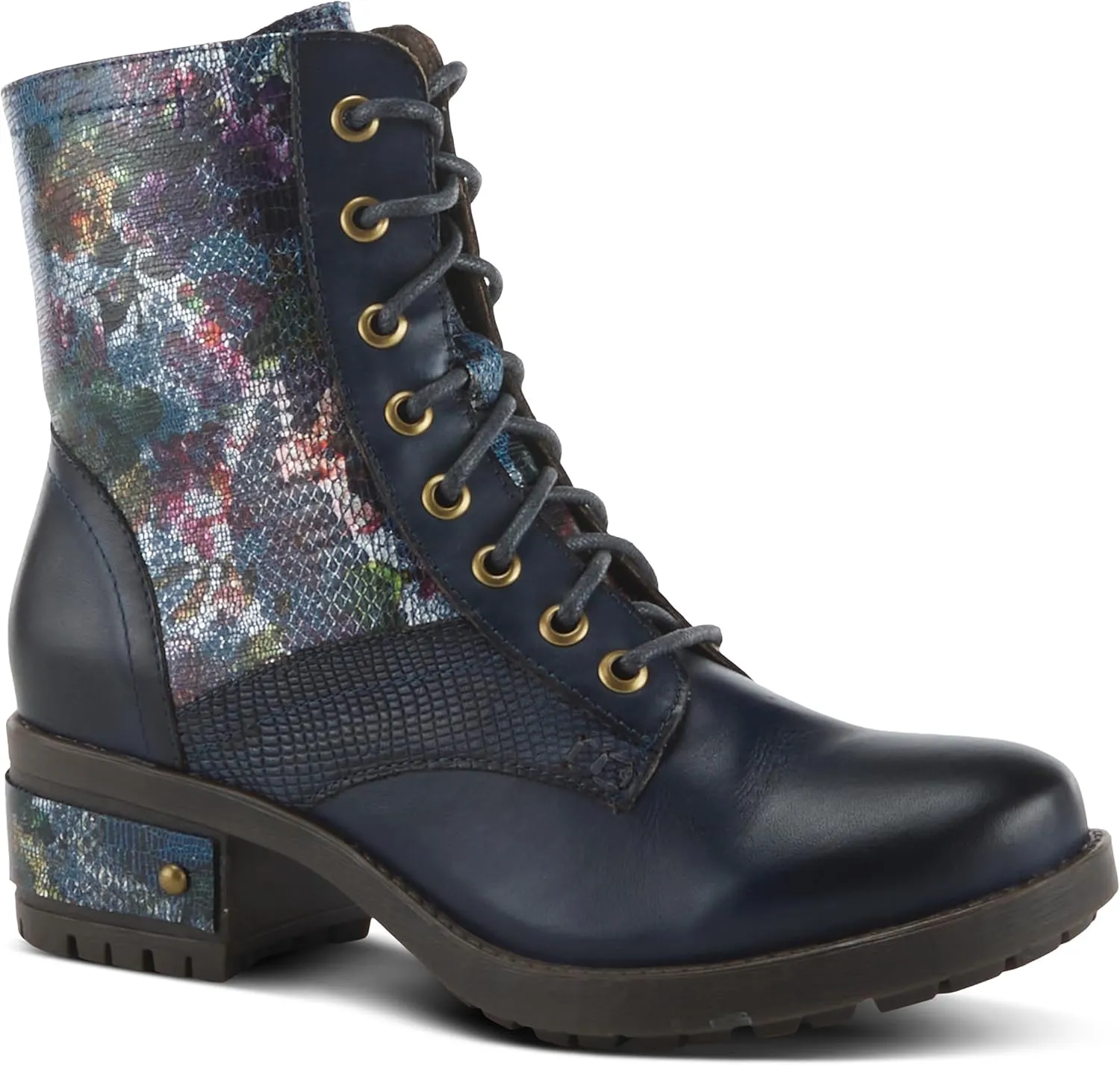 L'Artiste by Spring Step Marty Met Hand Painted Metallic Floral Ankle Boots for Women | Shoes for Women with Arch Support and Flexible Sole