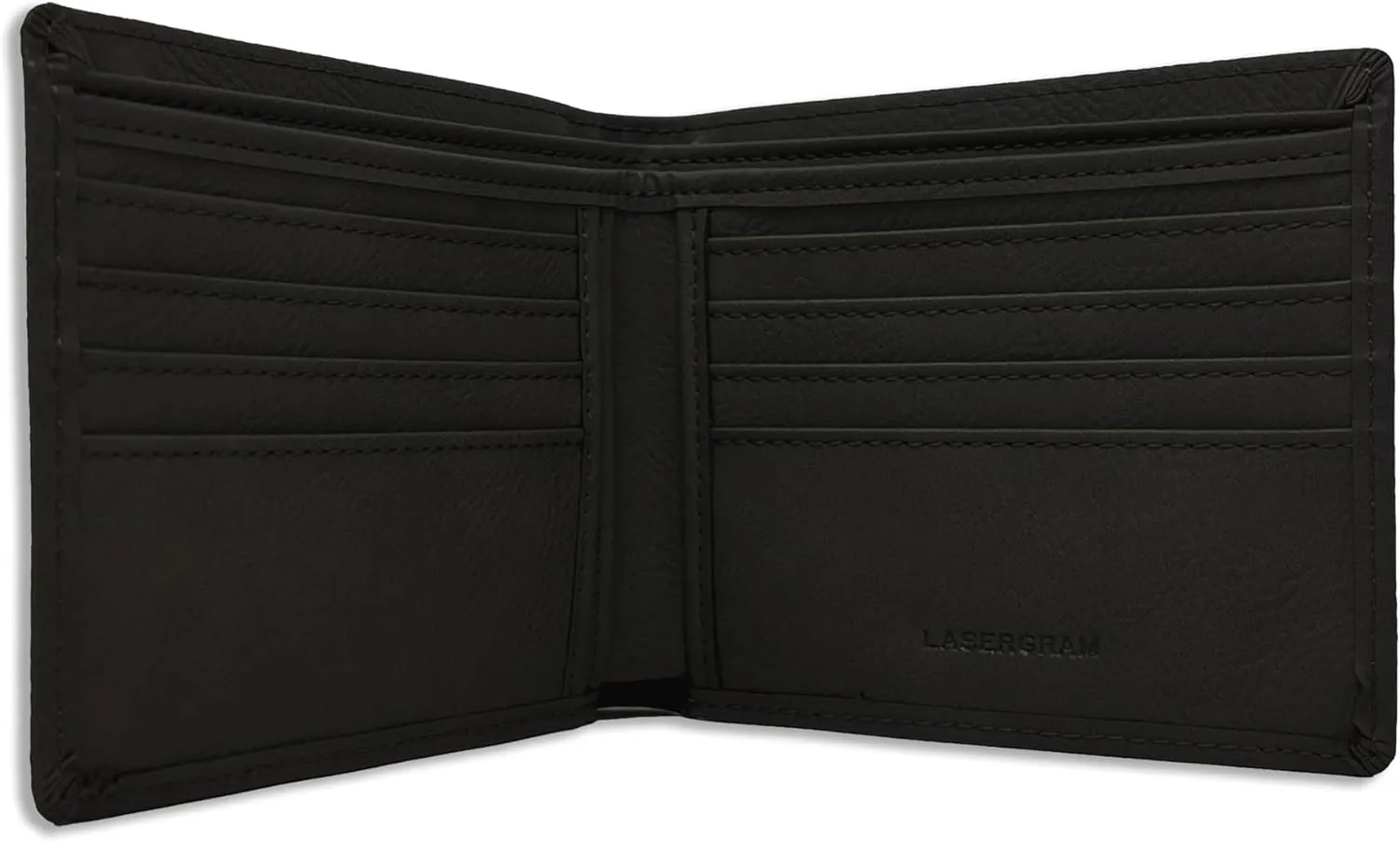 LaserGram Faux Leather Bi-Fold Wallet, Old Farm Tractor, Personalized Engraving Included (Black with Silver)