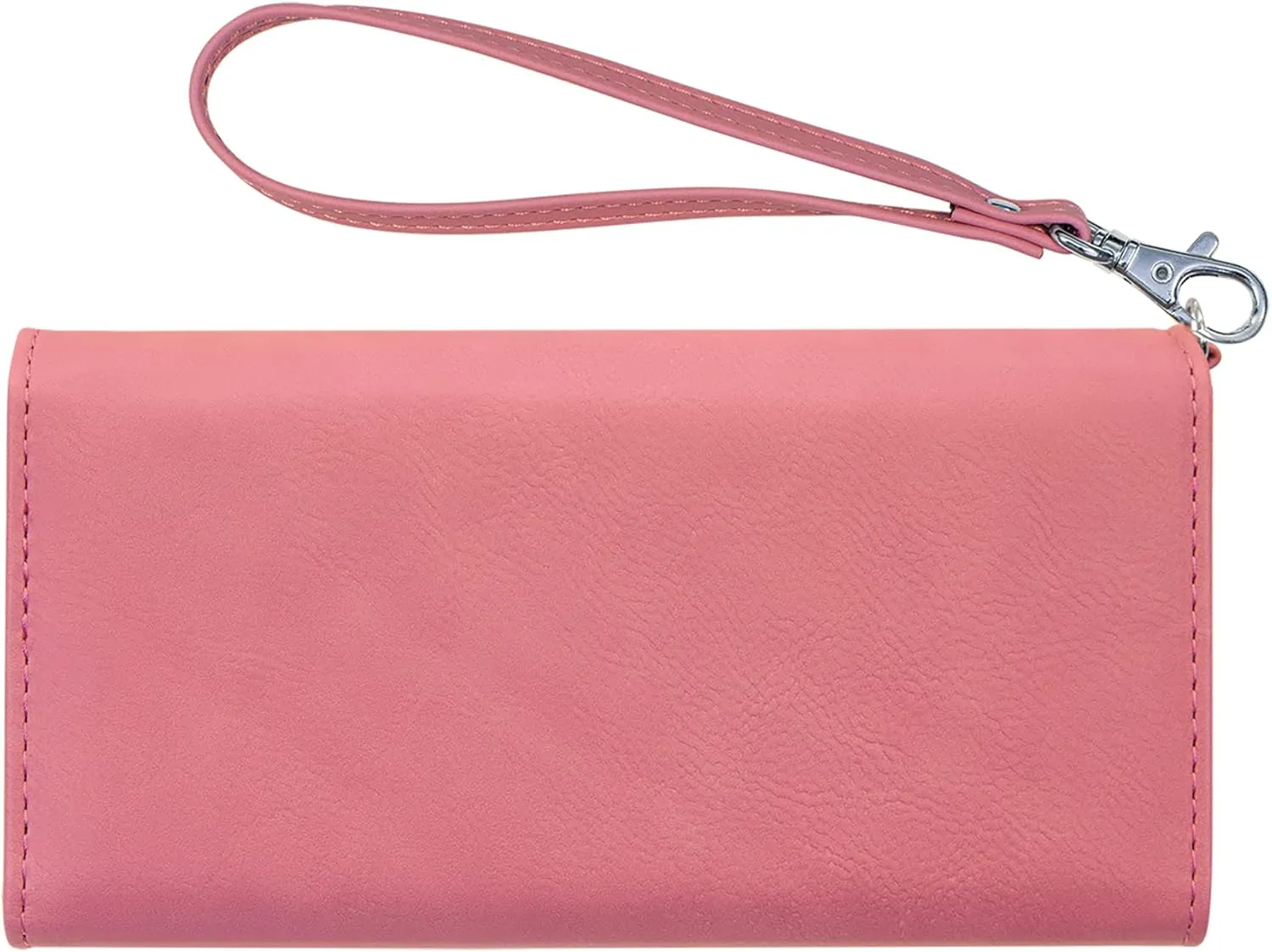 LaserGram Faux Leather Womens Wallet with Strap, Tambourine, Personalized Engraving Included (Pink)