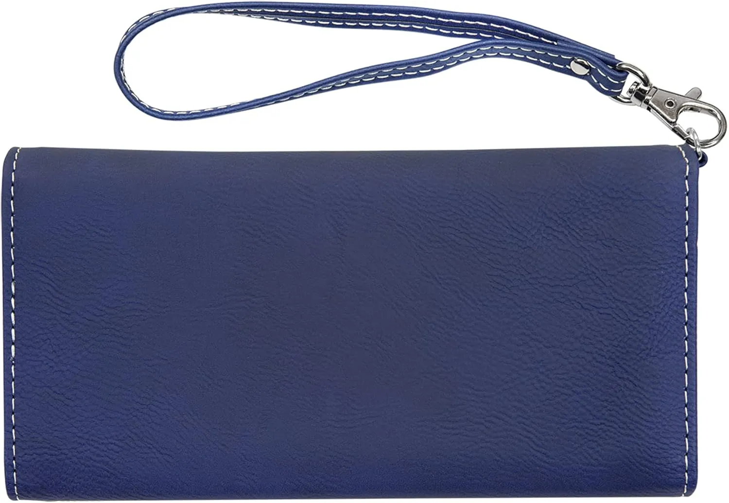 LaserGram Faux Leather Womens Wallet with Strap, Virgen de Guadalupe, Personalized Engraving Included (Dark Blue)