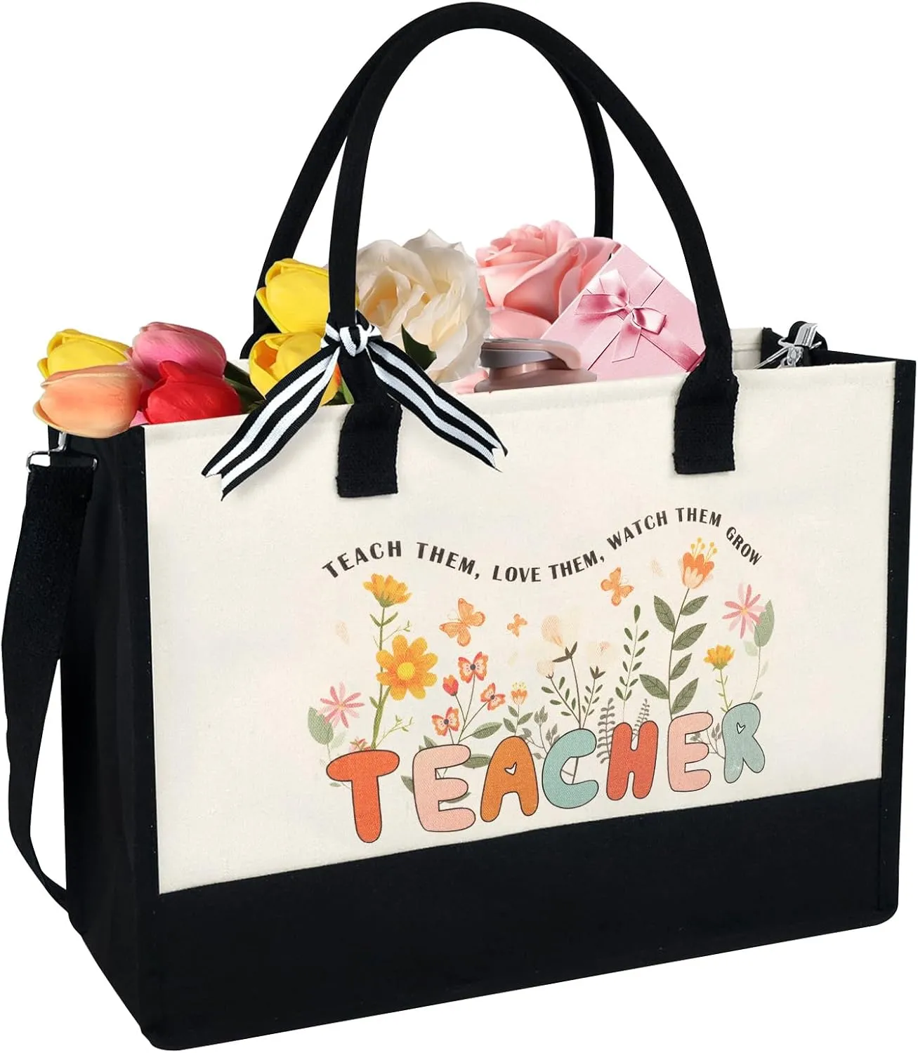 LDIWEE Teacher Appreciation Gifts for Women, Graduation Gift for Teacher, Teacher Canvas Tote Bags for Women