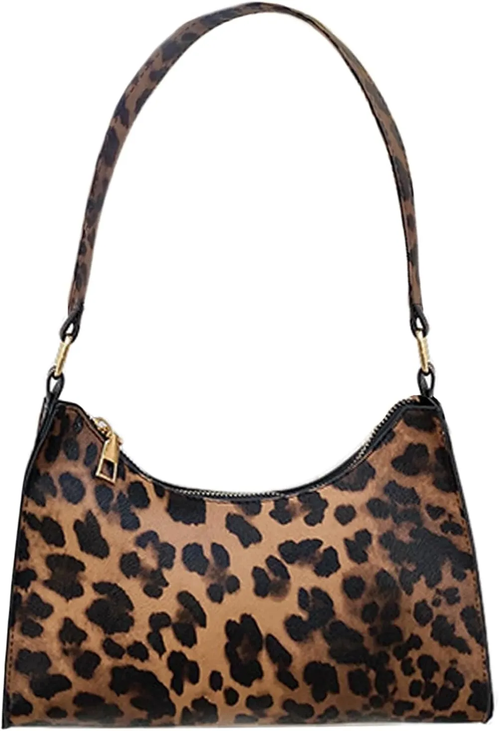 Leather Cheetah Print Shoulder Purse for Women, Small Leopard Wristlet Clutch Crescent Mini Handbags Evening Tote Bags