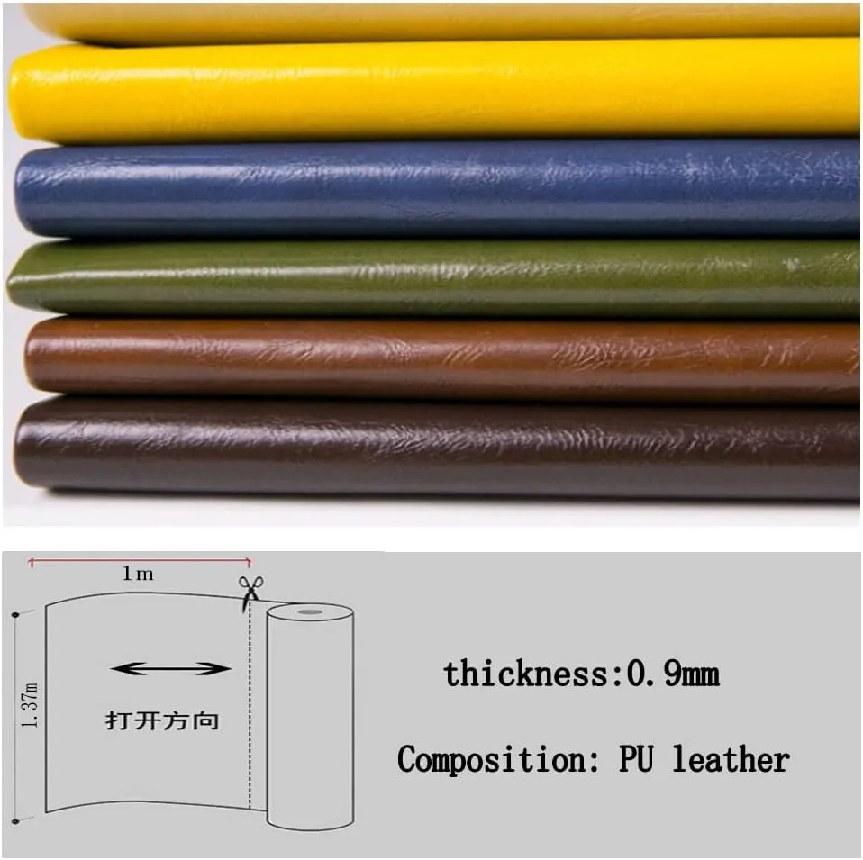 Leather Fabric Heavy Feel Faux Leather Fabric, Oil Wax Leather Leatherette Upholstery Crafts DIY Sewings Sofa Handbag Sold by The Meter(Size:1.37 * 1,Color:Navy Blue)