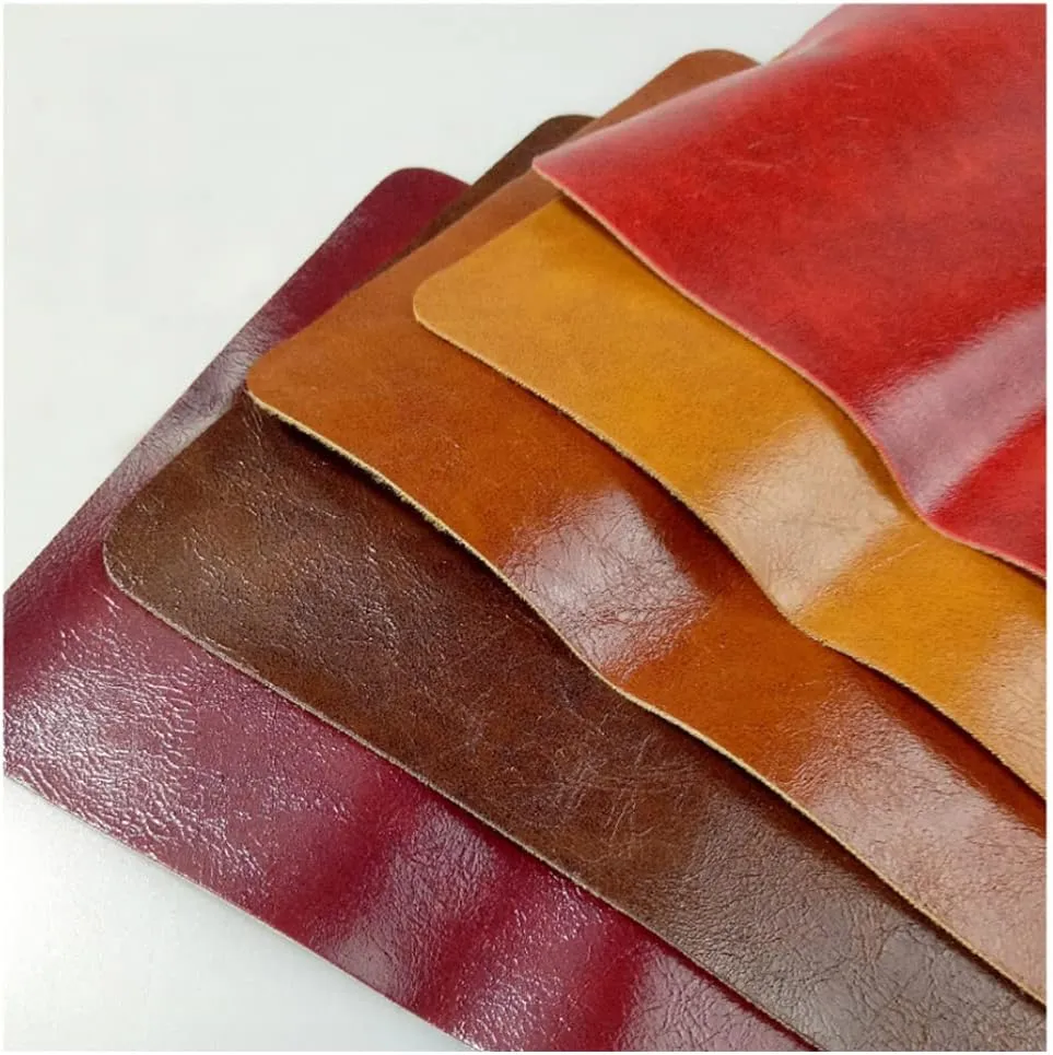Leather Fabric Heavy Feel Faux Leather Fabric, Oil Wax Leather Leatherette Upholstery Crafts DIY Sewings Sofa Handbag Sold by The Meter(Size:1.37 * 1,Color:Navy Blue)