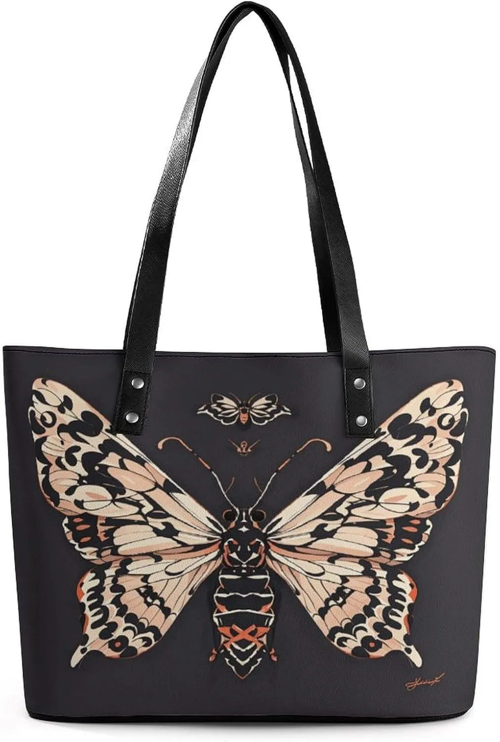 Leather Lady's Handbag Swallowtail Butterfly Print Leather Tote Bags For Women Trendy Ladies Shoulder Bag for Work, Travel, Casual Use