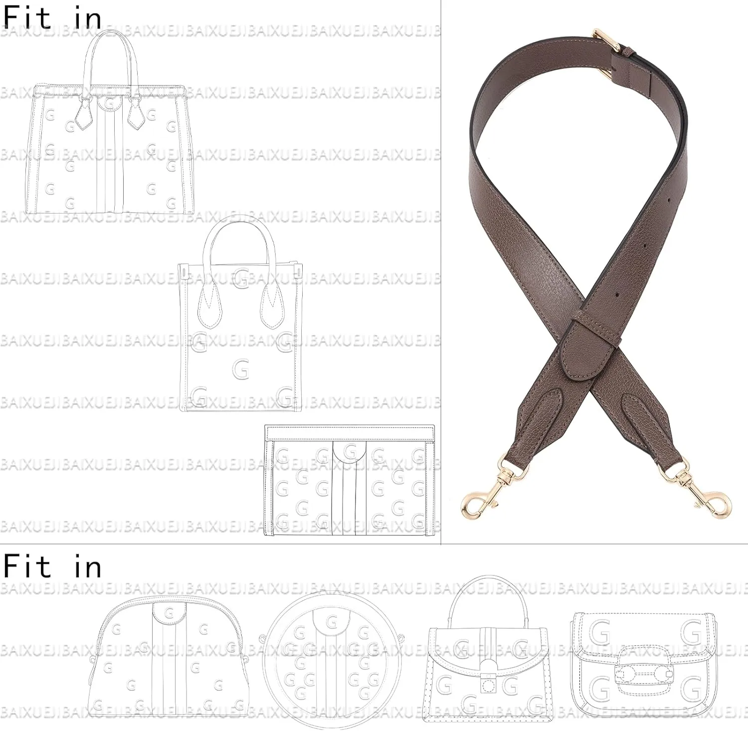 Leather Shoulder Strap Crossbody Adjustable for Ophidia,Bamboo,Diana Junbo and Tote,Purse,Handbags Replacement Accessories