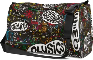 Leather Sport Gym Bag Physical Discipline Pattern Weekender Bag for Women and Men Carry On Bag Educational Pattern Travel Duffel Bag