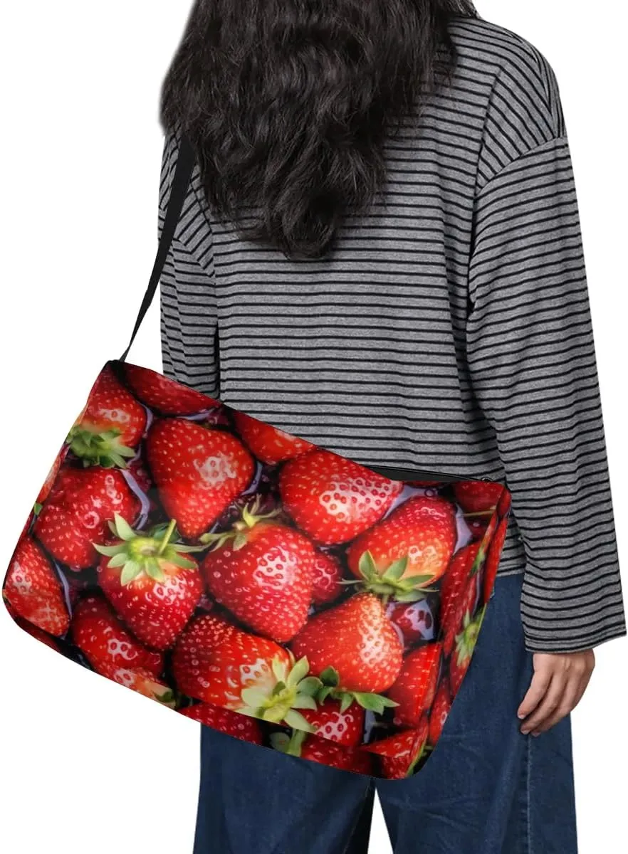 Leather Travel Duffle Bag for Women Men, Fruit Strawberry Pattern Small Sports Gym Bag Weekender Overnight Bags Underseat Carry on Luggage Bags for Airplanes, Personal Item Travel Bag,B-807