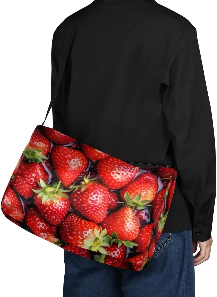 Leather Travel Duffle Bag for Women Men, Fruit Strawberry Pattern Small Sports Gym Bag Weekender Overnight Bags Underseat Carry on Luggage Bags for Airplanes, Personal Item Travel Bag,B-807