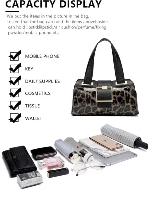 Leopard print genuine leather large capacity single shoulder cowhide women's bag