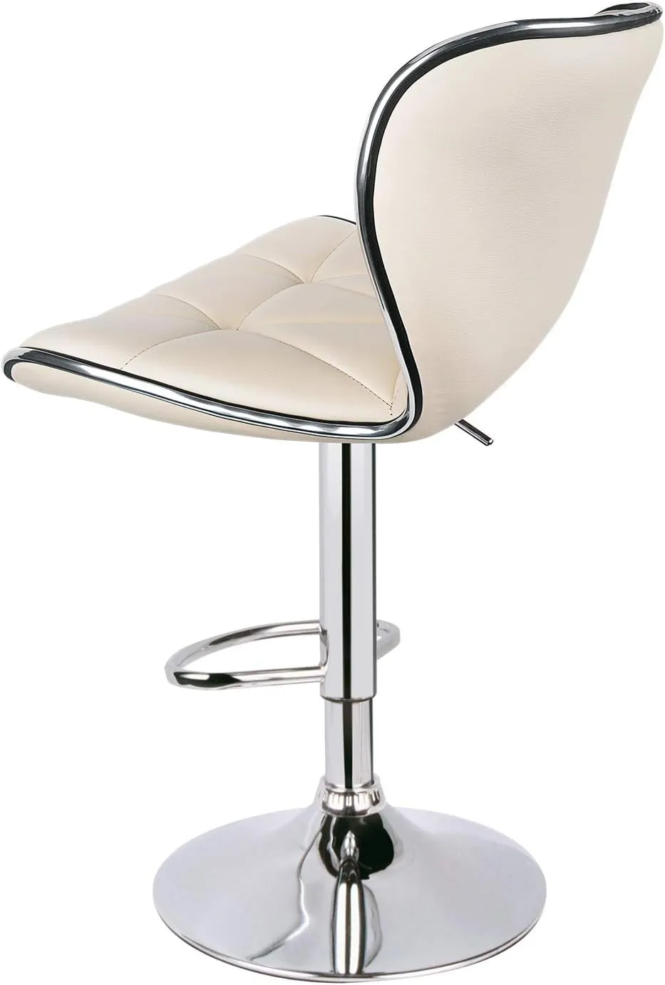Leopard Shell Back Adjustable Swivel Bar Stools, PU Leather Padded with Back, Set of 2 (Beige)