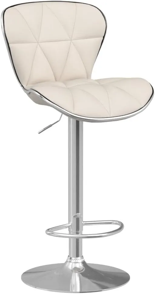 Leopard Shell Back Adjustable Swivel Bar Stools, PU Leather Padded with Back, Set of 2 (Beige)